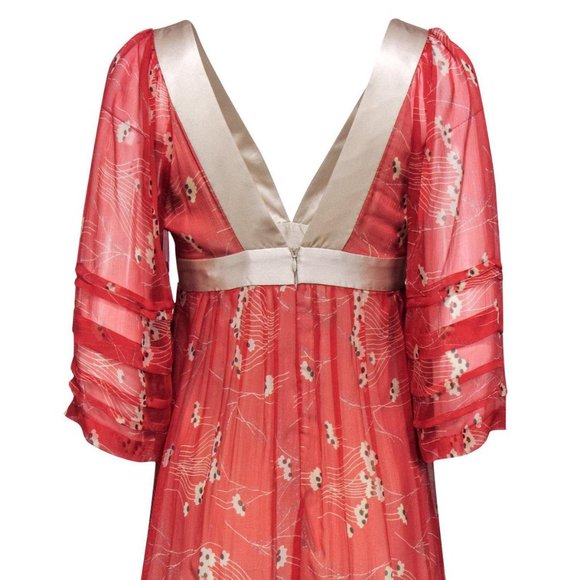 Development by Erica Davies Red 100% Silk Floral Print Dress EUC - Picture 3 of 16